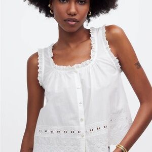 Madewell Embroidered Ruffle-Trim Top
